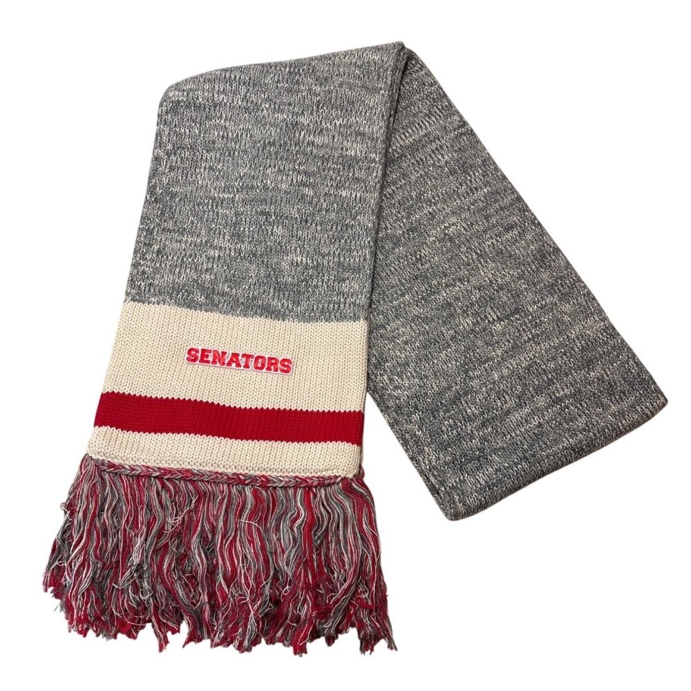 Ottawa Senators Scarf NHL Knit Fringe Sock Monkey Design Cotton Carstar Bruzer